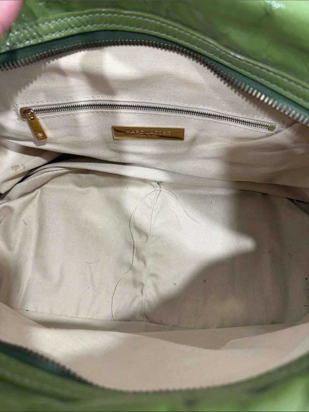 Marc Jacob’s Quilted Olive Green Barrel Handbag